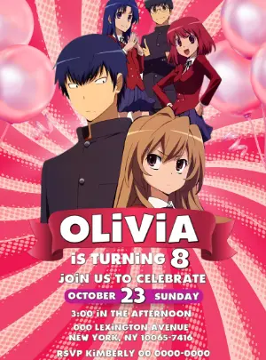 Toradora Anime Birthday Invitation | Editable Digital Template