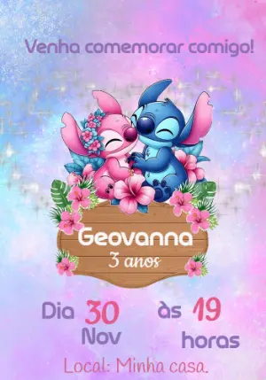 Invitación de cumpleaños Stitch – Estático – Priscila
