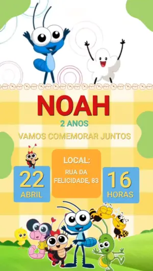 Vídeo Convite de Aniversário Bob Zoom Colorido para Editar
