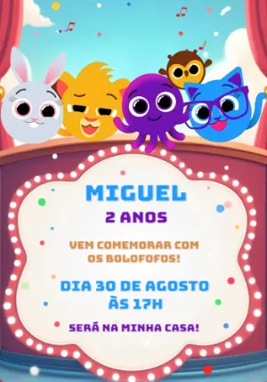 Convite de Aniversário Bolofofos com Personagens para Editar