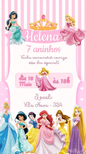 Invitación de cumpleaños Princesas – Estático – Color Art Studio