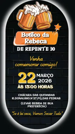 Convite de Aniversário Tema Boteco 30 Anos Editável