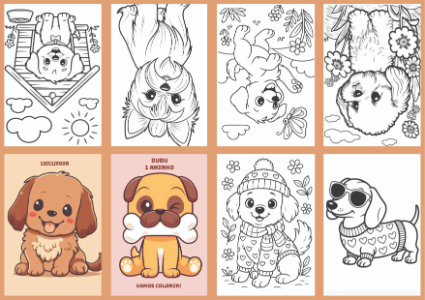Livrinho de Colorir Cachorrinhos Fofos Editável para Imprimir
