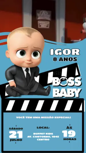 Convite Animado Aniversário O Poderoso Chefinho para Editar