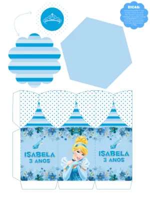 Centro de Mesa Cinderela para Aniversário Modelo Editável para Imprimir