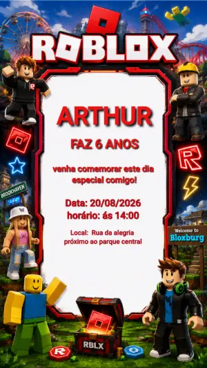 Invito di compleanno Roblox – Statico – Laiane