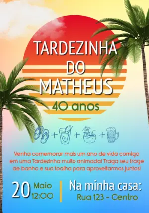 Convite de Aniversário Tardezinha Tropical Editável