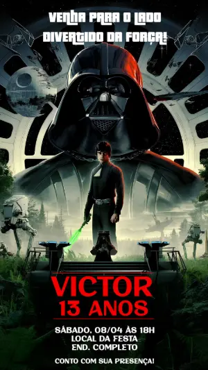 Convite de Aniversário Star Wars Lado Sombrio para Editar