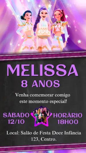 Convite Aniversário Guerreiras do Kpoppara Editar