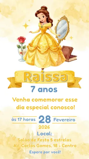 Invitación de cumpleaños Princesas – Estático – CollorGraph EDITOR