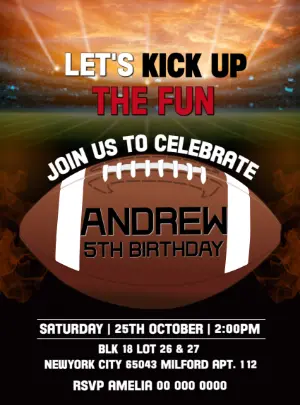 American Football Birthday Invitation to Edit Online