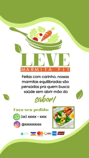 Flyer Editável para Marmita Fit: Crie seu Cardápio Online