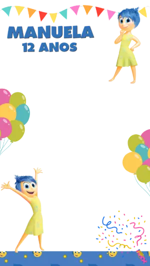 Moldura para Foto de Aniversário Divertida Mente Editável