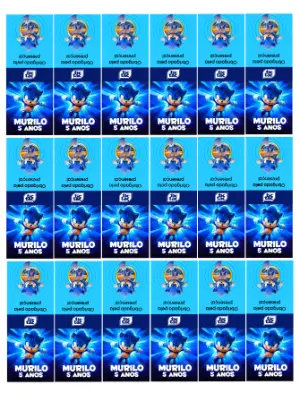 Rótulo para Tic Tac do Sonic: Arte Digital Editável para Lembrancinha