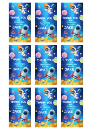 Space Party Thank You Tag - Editable Astronaut Template