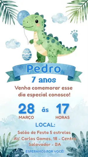 Invitación de cumpleaños Dinosaurio – Estático – CollorGraph EDITOR