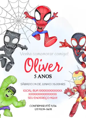 Convite Aniversário Vingadores Baby para Editar Online