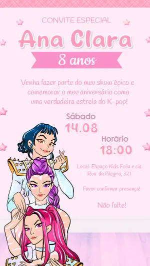 Invitation d'anniversaire KPop Demon Hunters – Statique – Felicity Artes