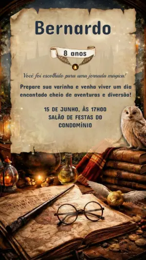 Convite de Aniversário Harry Potter para Editar
