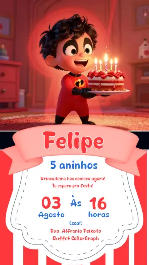 Convite de Aniversário Infantil Os Incríveis Editável