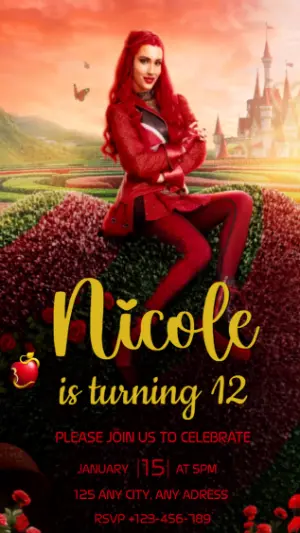 Wonderland Red Queen Birthday Invitation Editable Template