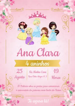 Invitación de cumpleaños Princesas – Estático – Fernanda