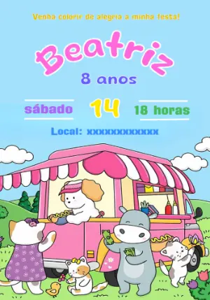 Convite de Aniversário Bobbie Goods com Animais para Editar
