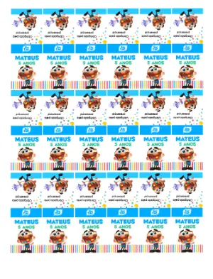 Rótulo Tic Tac Aniversário Infantil Colorido Modelo Editável