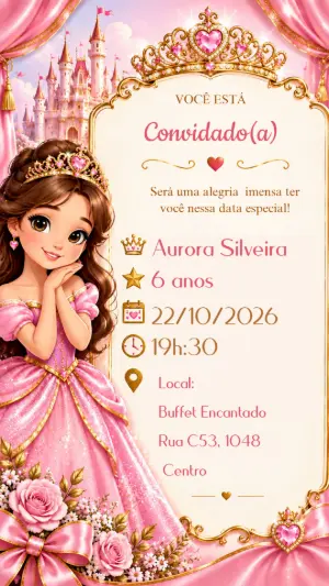 Invitación de cumpleaños Princesas – Estático – Heliene Designer