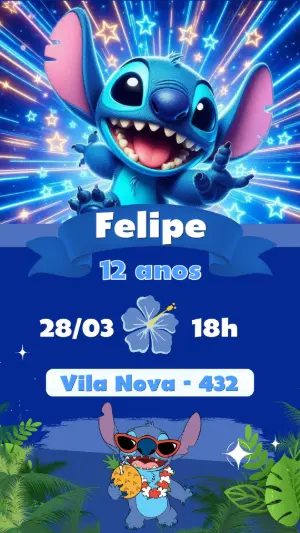 Invitación de cumpleaños Stitch – Estático – Color Art Studio