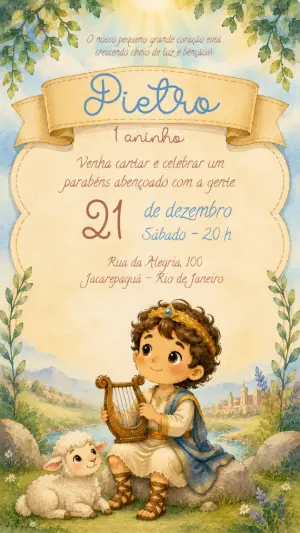 Convite de Aniversário Religioso Jesus Infantil Editável