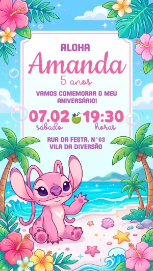 Stitch Birthday Invitation – Static – Convide aê!