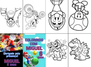Lembrancinha Mario Bros: Livro de Colorir Editável Online