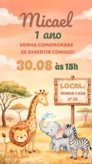 Safari Birthday Invitation – Static – Alegria no ar