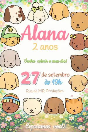 Convite de Aniversário Infantil Fofo com Bobbie Goods