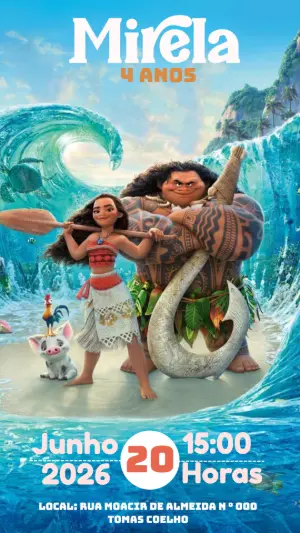 Convite Digital Moana Tropical: Modelo Editável para Aniversário