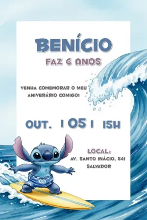 Invitación de cumpleaños Stitch – Estático – CollorGraph Convites