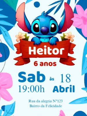 Invitación de cumpleaños Stitch – Estático – Augusto Renan