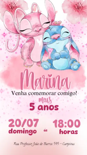 Invitación de cumpleaños Stitch – Estático – demax papelaria