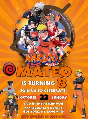 Naruto Birthday Party Invitation | Editable Online Template