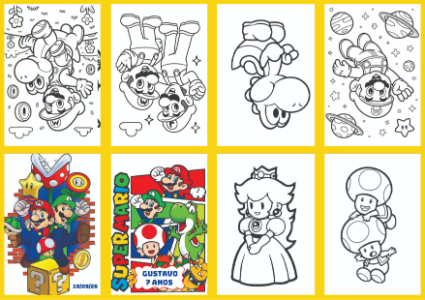 Livrinho de Colorir Super Mario: Arte Editável para Festa