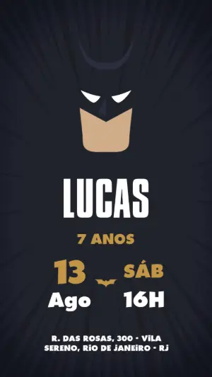 Convite de Aniversário Batman para Editar e Imprimir