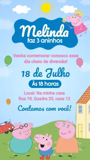 Convite de Aniversário Peppa Pig para Editar Online