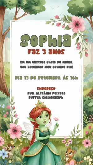 Invitación de cumpleaños Princesas – Estático – CollorGraph Convites