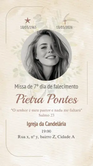 Convite Missa de Sétimo Dia Floral Delicado para Editar