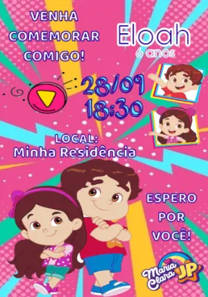 Convite de Aniversário Maria Clara e JP para Editar Online