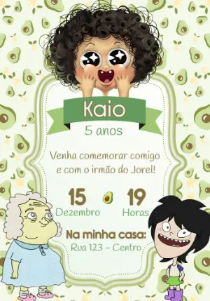 Convite de Aniversário Irmão do Jorel e Abacate para Editar