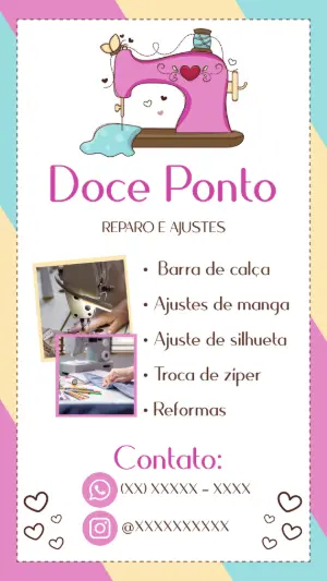 Cartão de Visita Costureira com Máquina de Costura para Editar