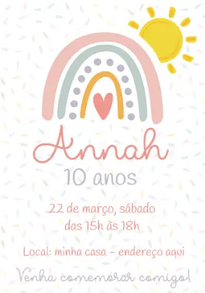 Convite Aniversário Arco Íris Boho Editável Online