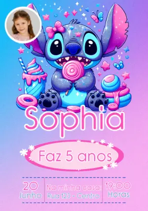 Invitación de cumpleaños Stitch – Estático – Convites e Artes Digitais